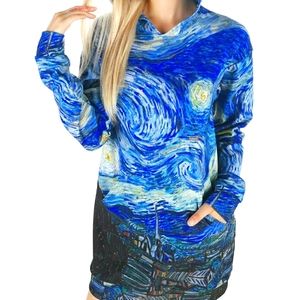 Blackmilk starry night hoodie dress sz S